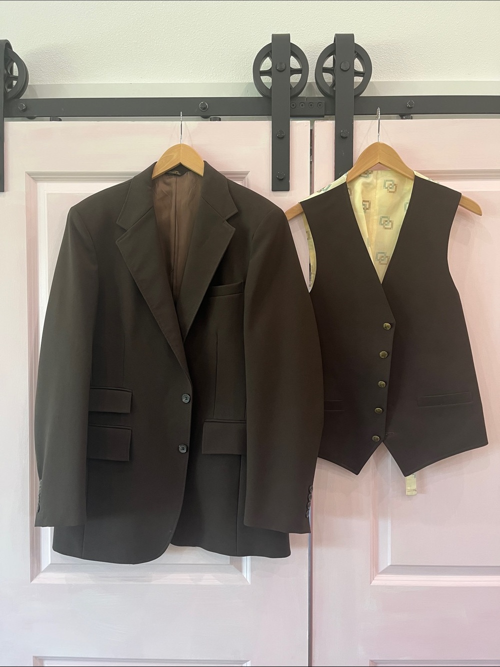 Vintage Men's Dark Brown Suit Jacket & Waistcoat - Classic Two-Piece Set